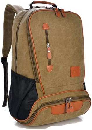 Herebuy - Cool Canvas Backpack Large Travel Daypack For Men (Khaki)