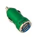 GTMax Green 2-Port USB Car Charger Adapter 2A for Cell Phone, Smartphone, iPhone and Blackberry