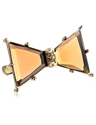 Betsey Johnson "Iconic Summer Metallics" Crystal Bow Two-Finger Stretch Ring, Size 7.5