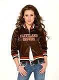 Cleveland Browns Women's Classic Satin Baseball Collar Jacket - by Alyssa Milano