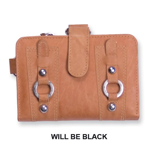Black Leather Womens Clutch Wallet