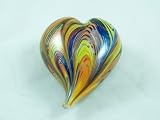 Murano Glass Flame Rainbow Swirls Art Glass Paperweight
