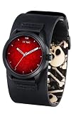 Mens Red Wide Leather Cuff Tattoo Watches by Toxic TX1028