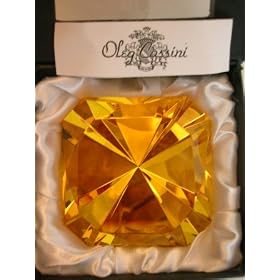 Yellow Crystal Elizabeth Emerald Cut Diamond Shape Paperweight