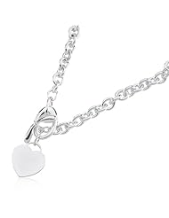 Heart Toggle Necklace In Sterling Silver, 18 Inch