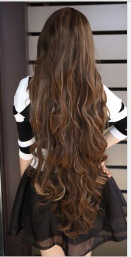 New Fashion Kanekalon Long Wavy Sexy Hair Wig Wigs Light Brown