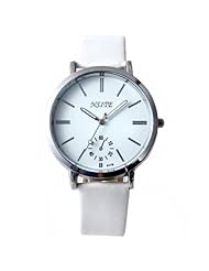 HACBIWA Unisex Mens Fashion Womens Casual Leathroid Wrist Watch White