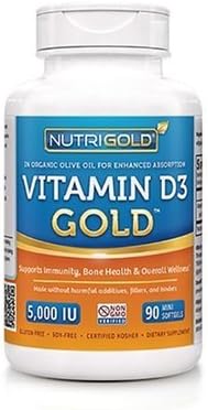 Nutrigold Vitamin D3 Gold 90 Softgels 5000iu