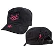 1149 WOMENS VINTAGE BLACK ADJUSTABLE FATIGUE CAP w/PINK STRIPES & ''BREAST CANCER'' RIBBON 1149 WOMENS VINTAGE BLACK ADJUSTABLE FATIGUE CAP w/PINK STRIPES & ''BREAST CANCER'' RIBBON