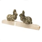 Jasper Rabbit 01 Set of 2 White Selenite Wand Animal Crystal Healing