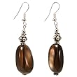 Handmade Smoky Quartz Earrings With Silver Beads
