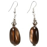 Handmade Smoky Quartz Earrings With Silver Beads