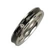 Stainless Steel Concave Black Cubic Zirconia "Sweet Agreement" 4mm Band Ring - Women