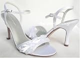 White Satin Lace Wedding Bridal Shoes Sandals Women