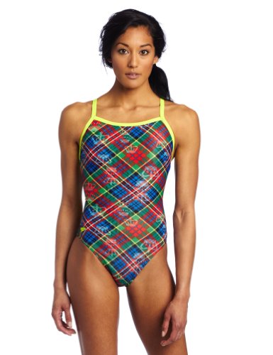 Speedo Women's Team Collection Proper Plaid Swimsuit, Multi, 28