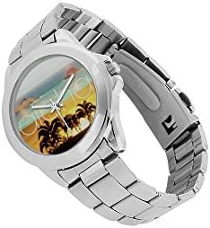 Special Design Summer Hawaii Aloha Custom Unisex Stainless Steel Watch, 100% Stainless Steel, Metal Silver