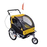 Aosom Elite II 2in1 Double Baby Bicycle Bike Trailer and Stroller - Yellow