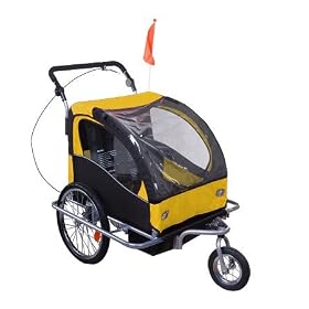 Aosom Elite II 2in1 Double Baby Bicycle Bike Trailer and Stroller - Yellow