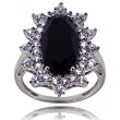 Onyx and White Topaz Bold Cocktail Ring in 14 Karat White Gold
