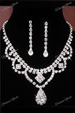 Swarovski Drop Rhinestone Necklace Earring Set Prom Pageant Wedding Bridal Party