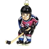Pack of 3 NHL Colorado Avalanche Glass Hockey Player Christmas Ornaments 4"