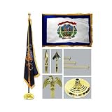 West Virginia 4ft x 6ft Flag telescoping Flagpole Base and Tassel
