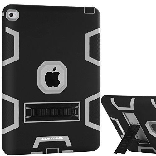 iPad mini Case,iPad mini 2 Case,iPad mini 3 Case,iPad mini Retina Case,BENTOBEN[ Kickstand Feature],Shock-Absorption / High Impact Resistant Hybrid Three Layer Armor Protective Case Cover Black&Gray