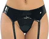 Plus Size Patent Leather PVC Garterbelt in Black Queen