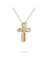 0.09 Carat Diamond Cross Pendant in 10K Yellow Gold