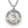Sterling Silver 3/4" Round Engraved St. Christopher Medal on 20" Chain