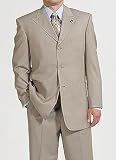Phat Farm - Phat Farm Solid Sand Bordered Windowpane Three Button Double Vented Suit with Pleated Pant