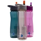 Aqua Vessel "Ultra Lite" Filtered Water Bottle with Flip Straw & 100 Gallon Filter - 25 oz Filtration Bottle