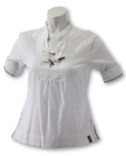 KAVU Women's Meadows Short Sleeve Shirt,White,Medium
