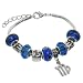 Virgo Murano Style Glass Beads and Charm Bracelet, 7+1.5" Extender