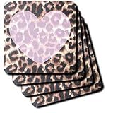 Love Pink Heart Leopard Print Animal Prints - Set Of 4 Ceramic Tile Coasters