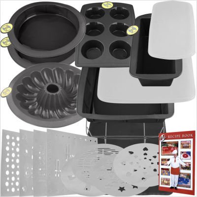 Smartware Deluxe Silicone Bakeware Set – 19 Pc. – Grey