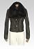 Detachable Fur Collar Cropped Leather Jacket