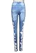 FanShou Light Blue Womens Denim Crochet Lace Skinny Legs Stretch Pencil Jeans
