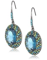 ABS By Allen Schwartz "True Color" Blue and Green Color Stone Pave Drop Earrings