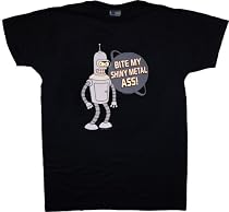 Futurama Bender BITE MY SHINY METAL ASS Black T-Shirt