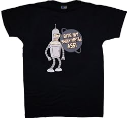 Futurama Bender BITE MY SHINY METAL ASS Black T-Shirt