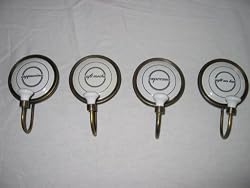 Coffee Theme Brass & Ceramic Wall Hooks (Set of 4)