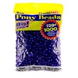 Pony Beads, Blue OP, 6 x 9mm, 1000pc Pkg