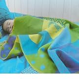 Juwel blue and green ABC baby blanket by David Fussenegger