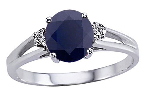 1.56 cts Genuine Sapphire and Diamond Ring - 14kt White or Yellow Gold