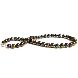 HinsonGayle AAA 9.5-10.5mm Ultra-Luster Black Pearl Necklace (14K White Gold) by