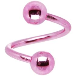 Light Pink Electro Titanium Spiral Twister Ball Belly Ring