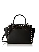 Michael Kors Bolso asa de mano Selma Stud Md Tz Satchel (Negro)