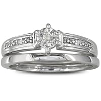 Finely Crafted Diamond Engagement Bridal Set in Sterling Silver