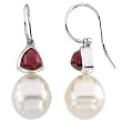 14K White Gold Paspaley South Sea Cultured Pearl and Rhodolite Garnet Earrings - 11.00mm